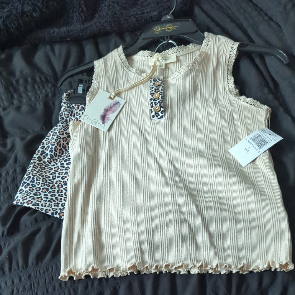 Jessica Simpson Cream and Leopard Kids Matching Set